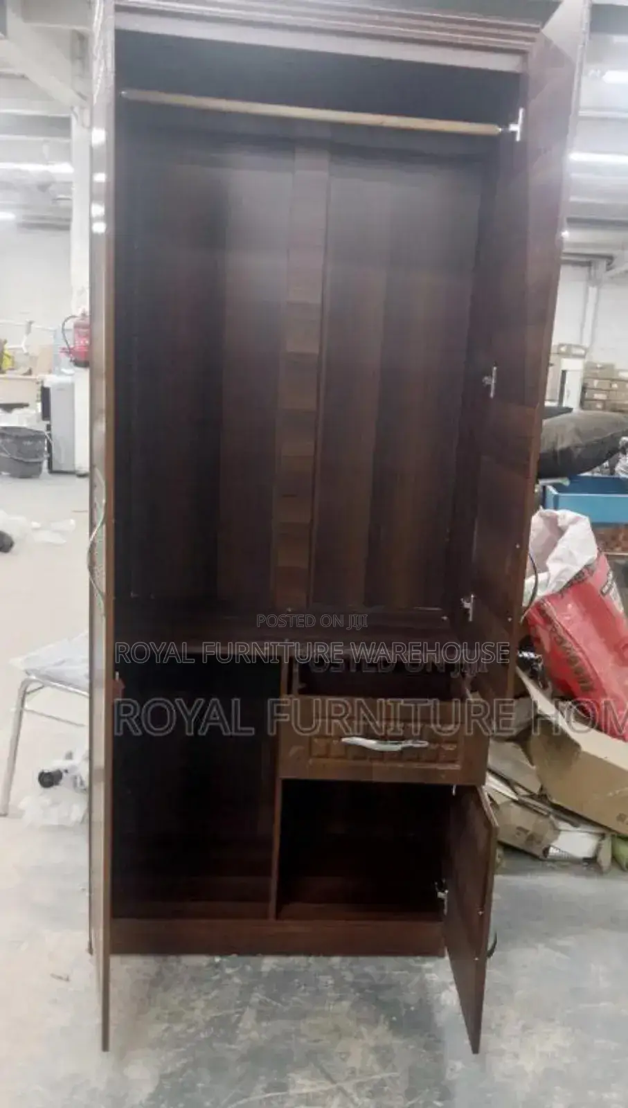 2 Doors Wooden Wardrobe Coffee Colour