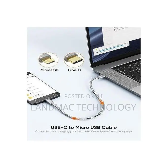 Micro Usb to Usb-C Adapter – 20cm Otg Converter Cable