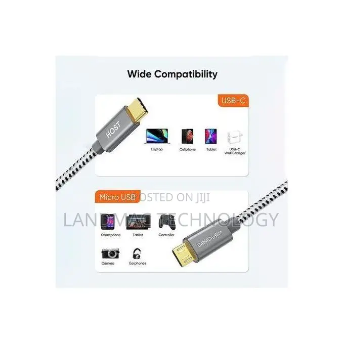 Micro Usb to Usb-C Adapter – 20cm Otg Converter Cable