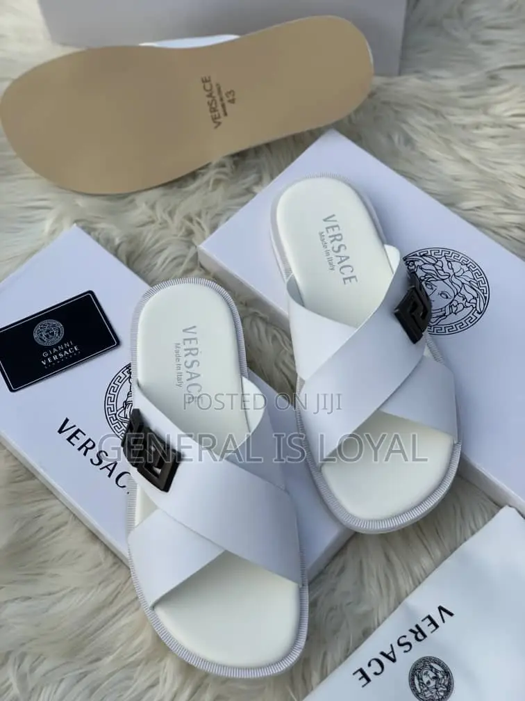 Versace White Slippers