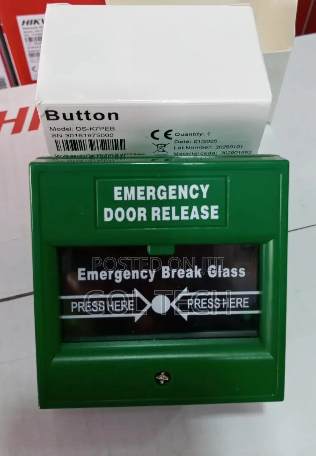 Hikvision Emergency Break Glass Door Release Ds-K7peb Green