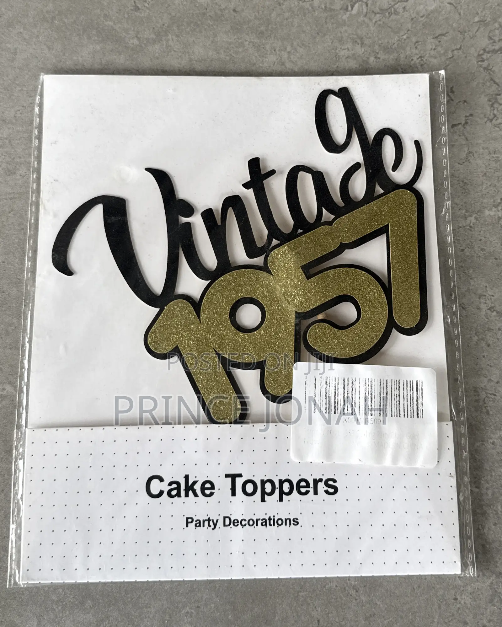 Cake Toppers Black Gold Glitter Vintage 1982,1957,1972