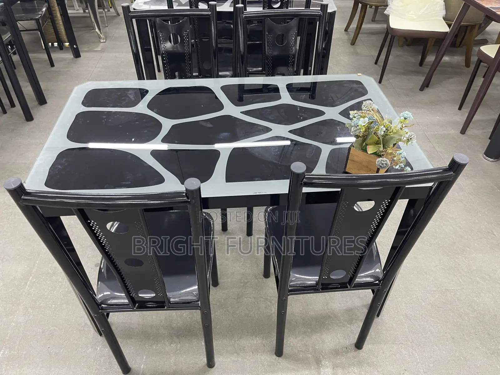 Dining Sets/ Four Seater Glass Dining Table With 4 Chairs