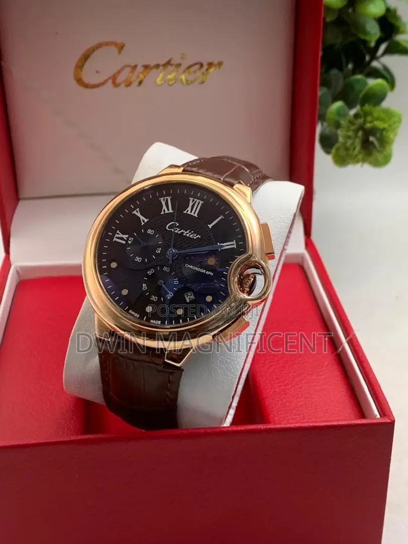 Luxury Cartier Chronograph Watch – Dial, Leather Strap
