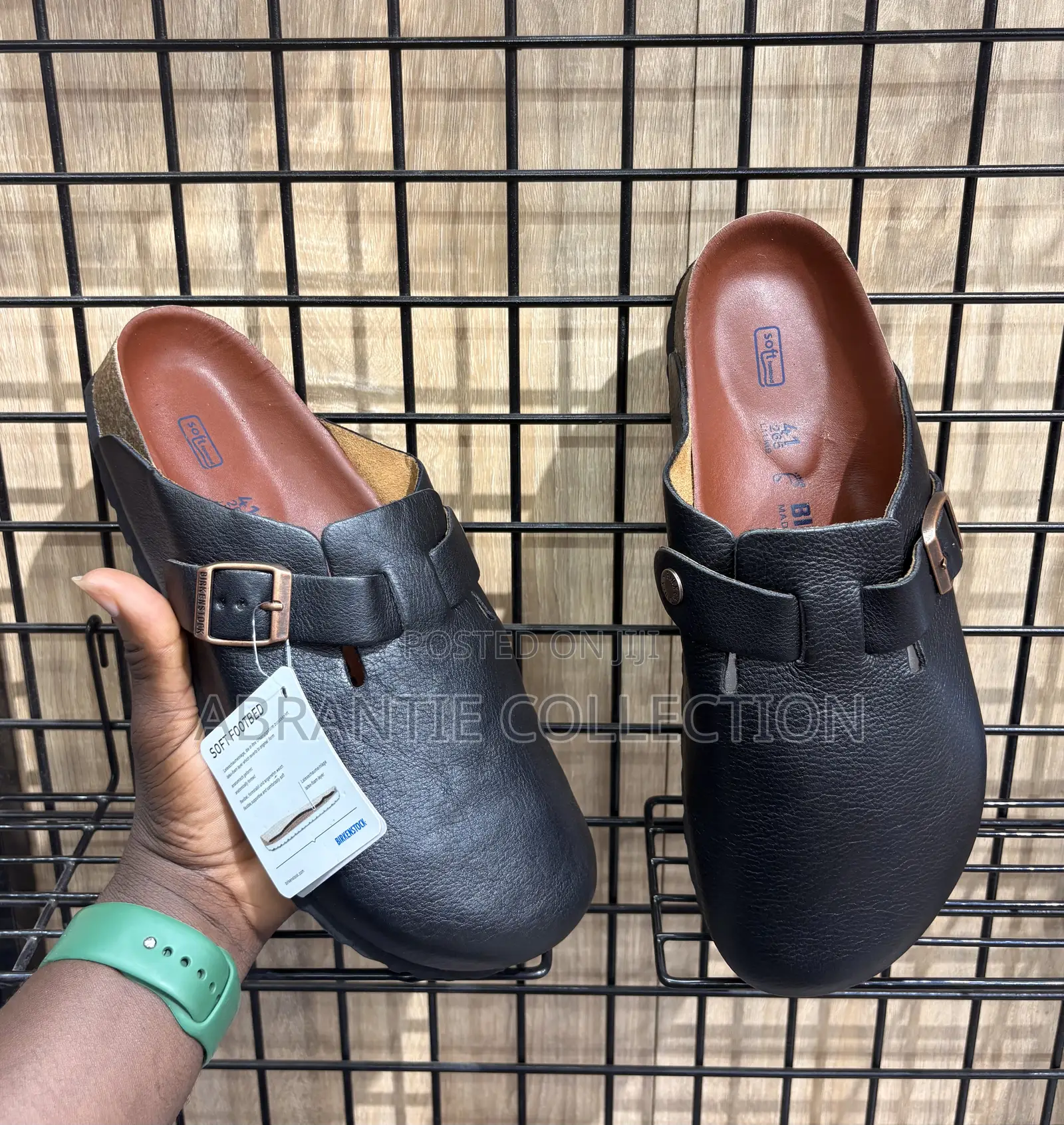Boston Birkenstock Pure Black Slides