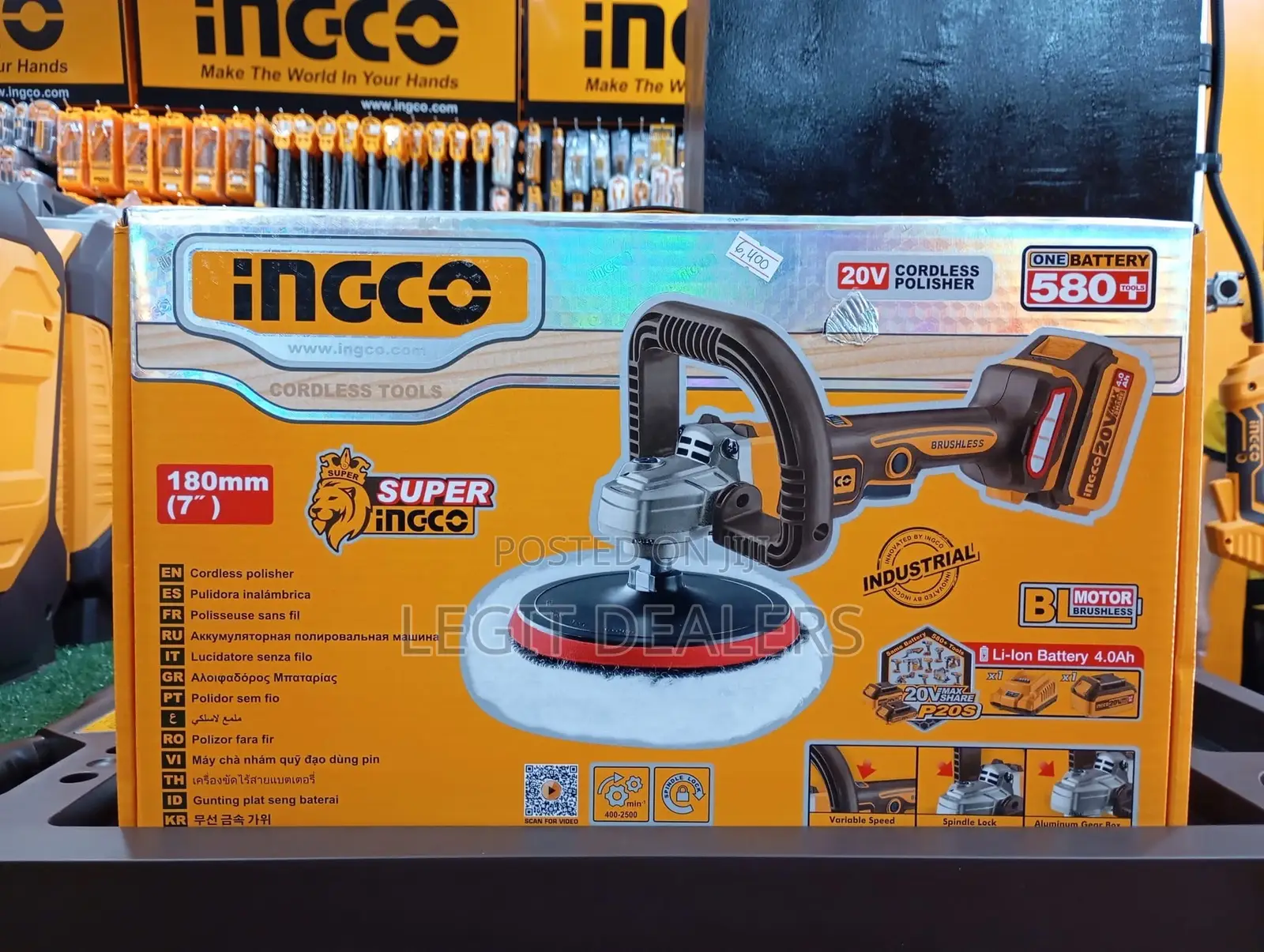 Ingco Angle Polisher Cordless 20v, 7inches