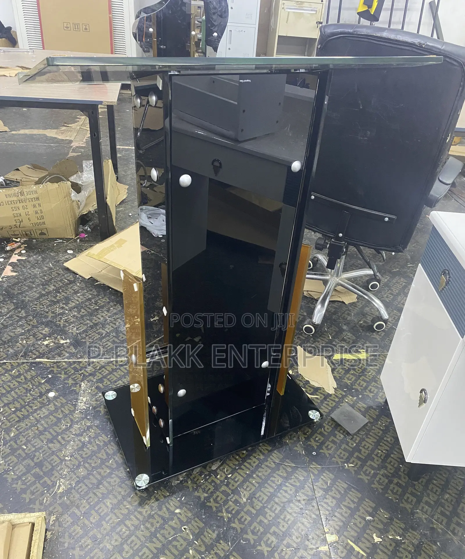 Black and Gold Glass Pulpit