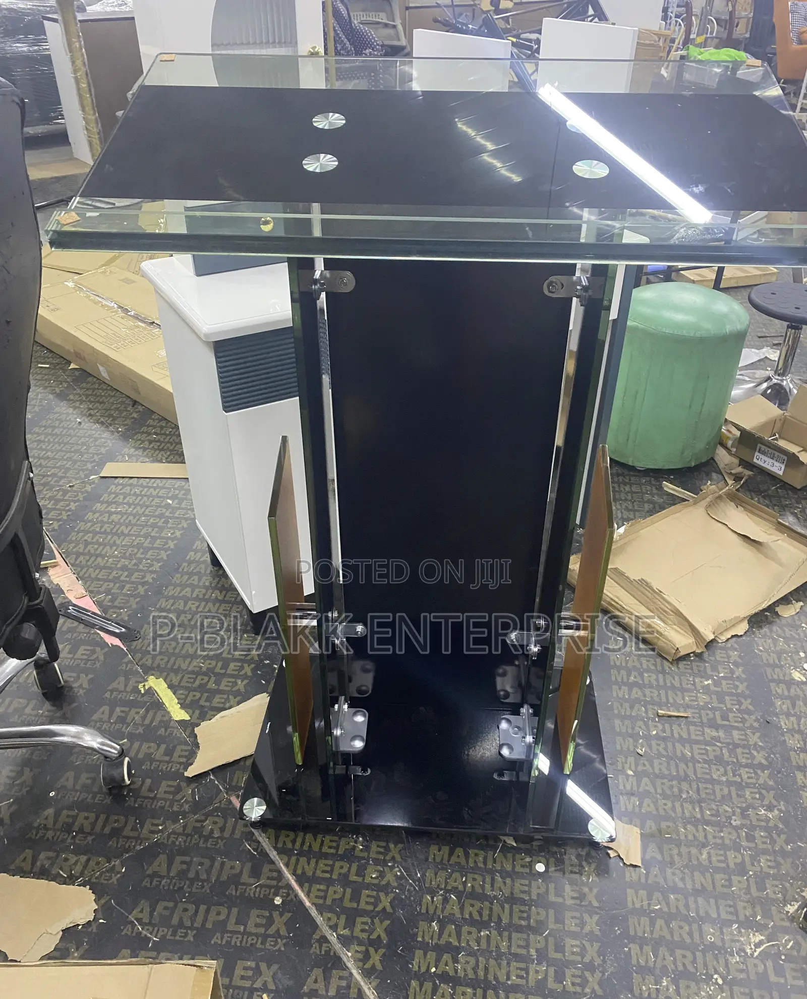 Black and Gold Glass Pulpit
