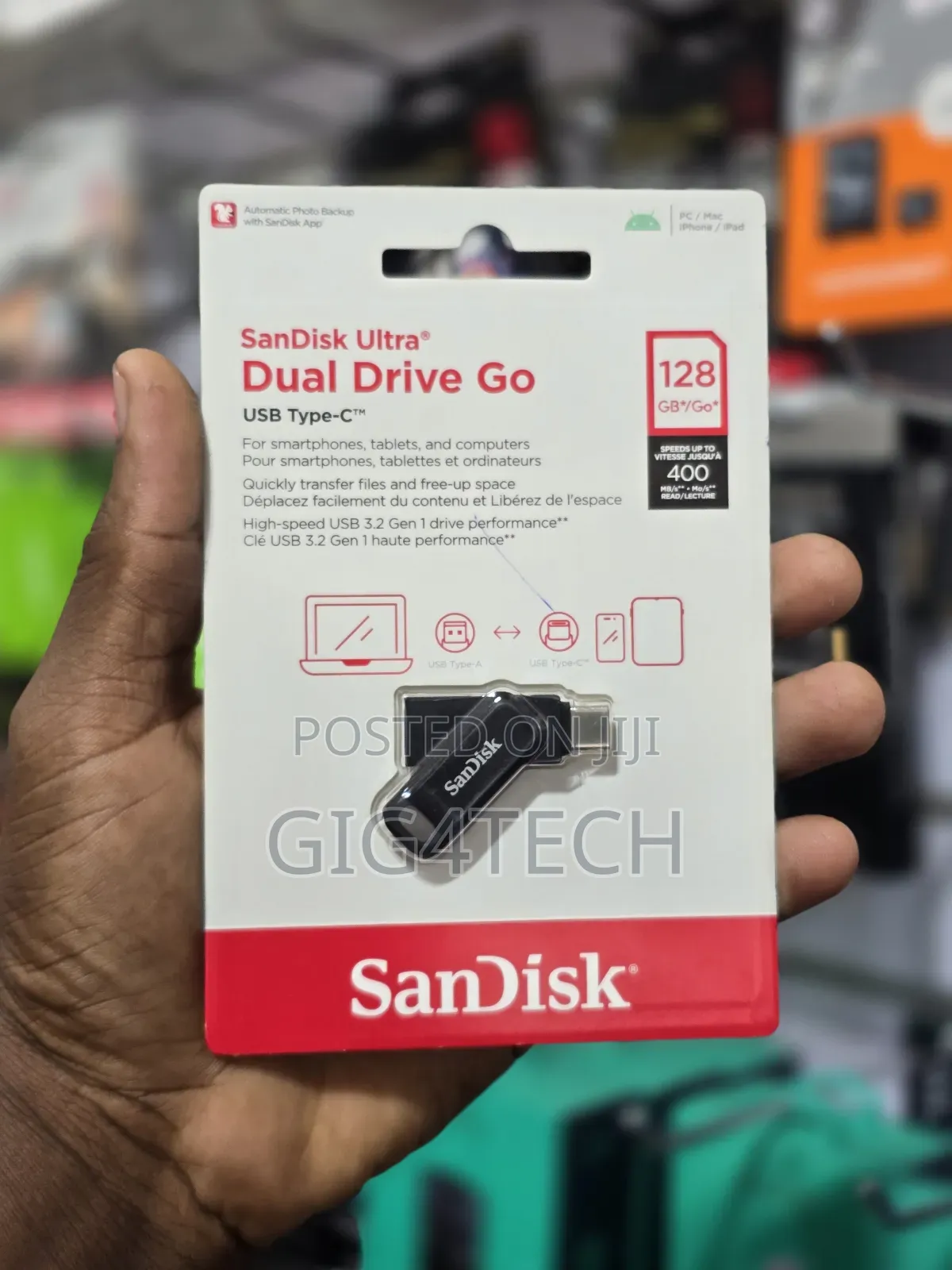 Sandisk Ultra Dual Drive Go Otg Usb Type-C 128gb - Black
