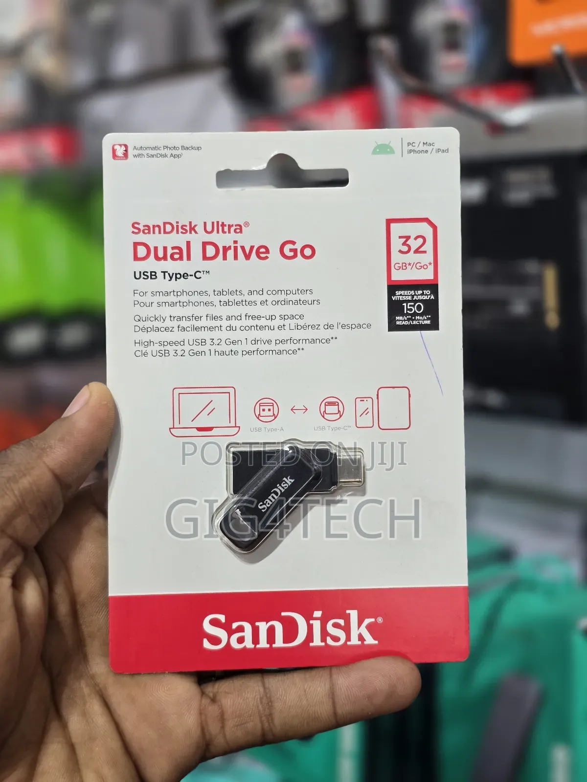 Sandisk Ultra Dual Drive Go Otg Usb Type-C 32gb - Black