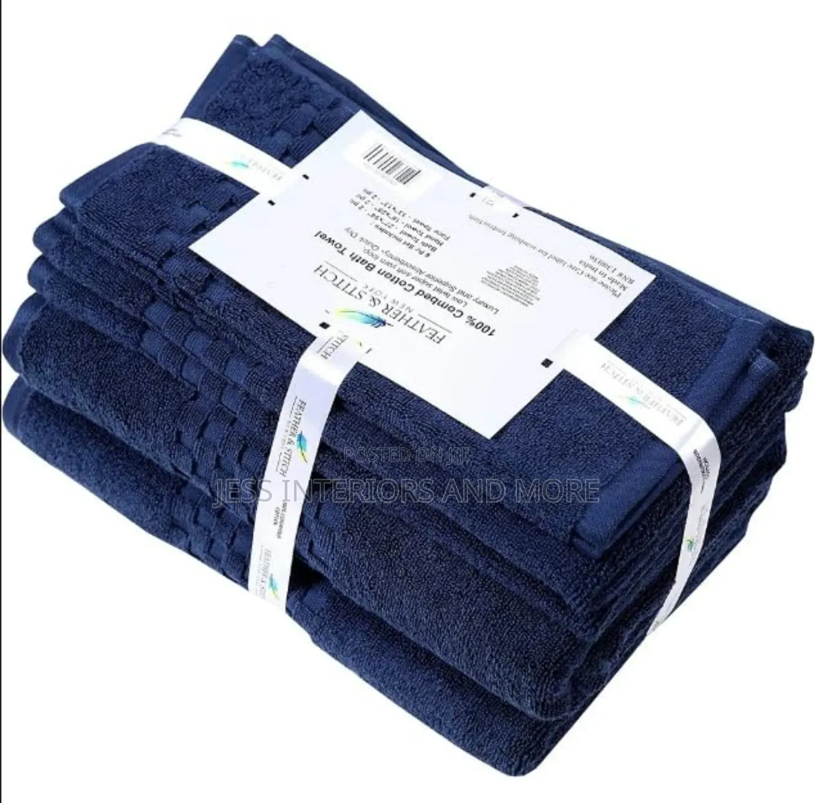 Feather Stitch 6-Piece 100% Cotton Bath Towel Set