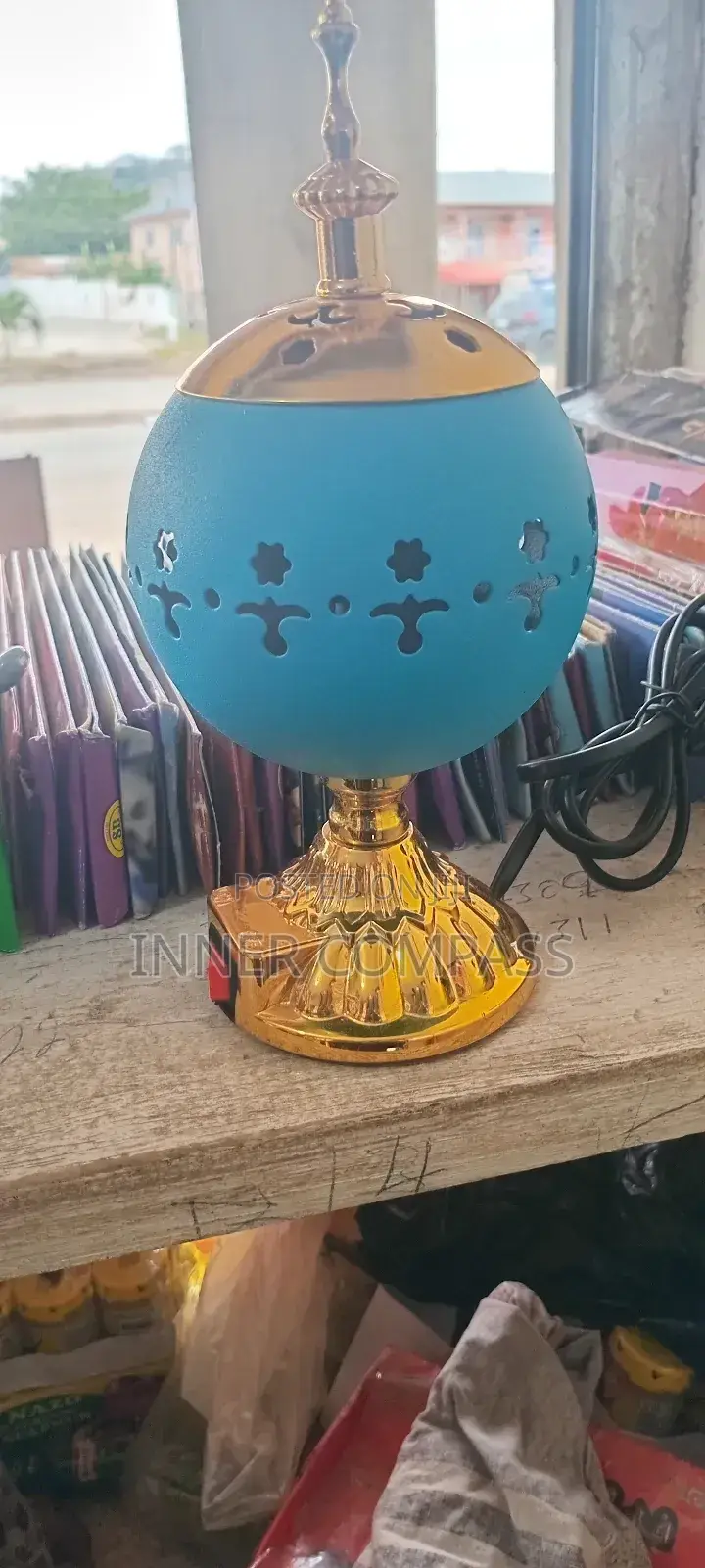 Elegant Electric Incense Burner - Golden and Sea Blue Finish