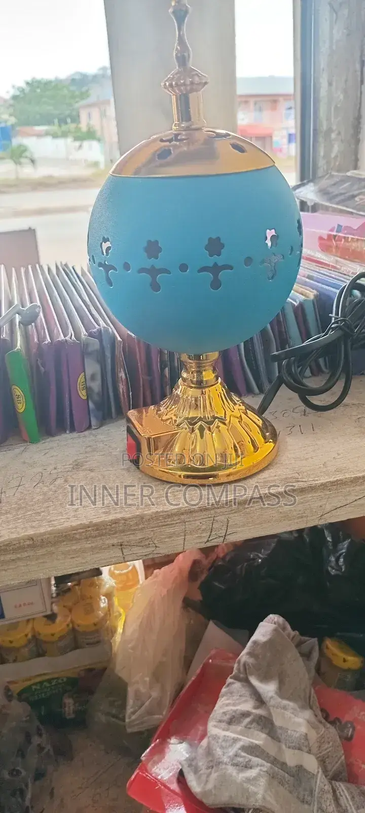 Elegant Electric Incense Burner - Golden and Sea Blue Finish