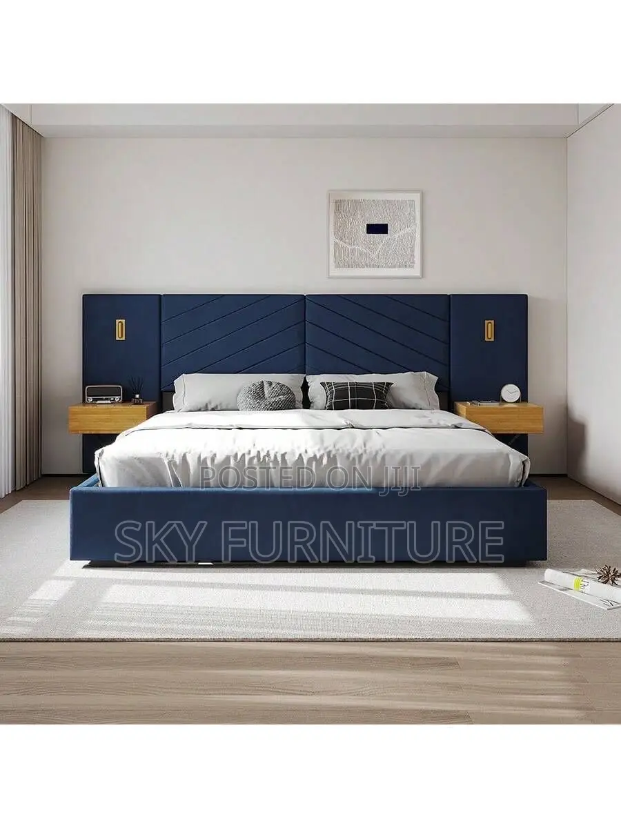 King Size Velvet Oversized Bed Frame With Side Drawers