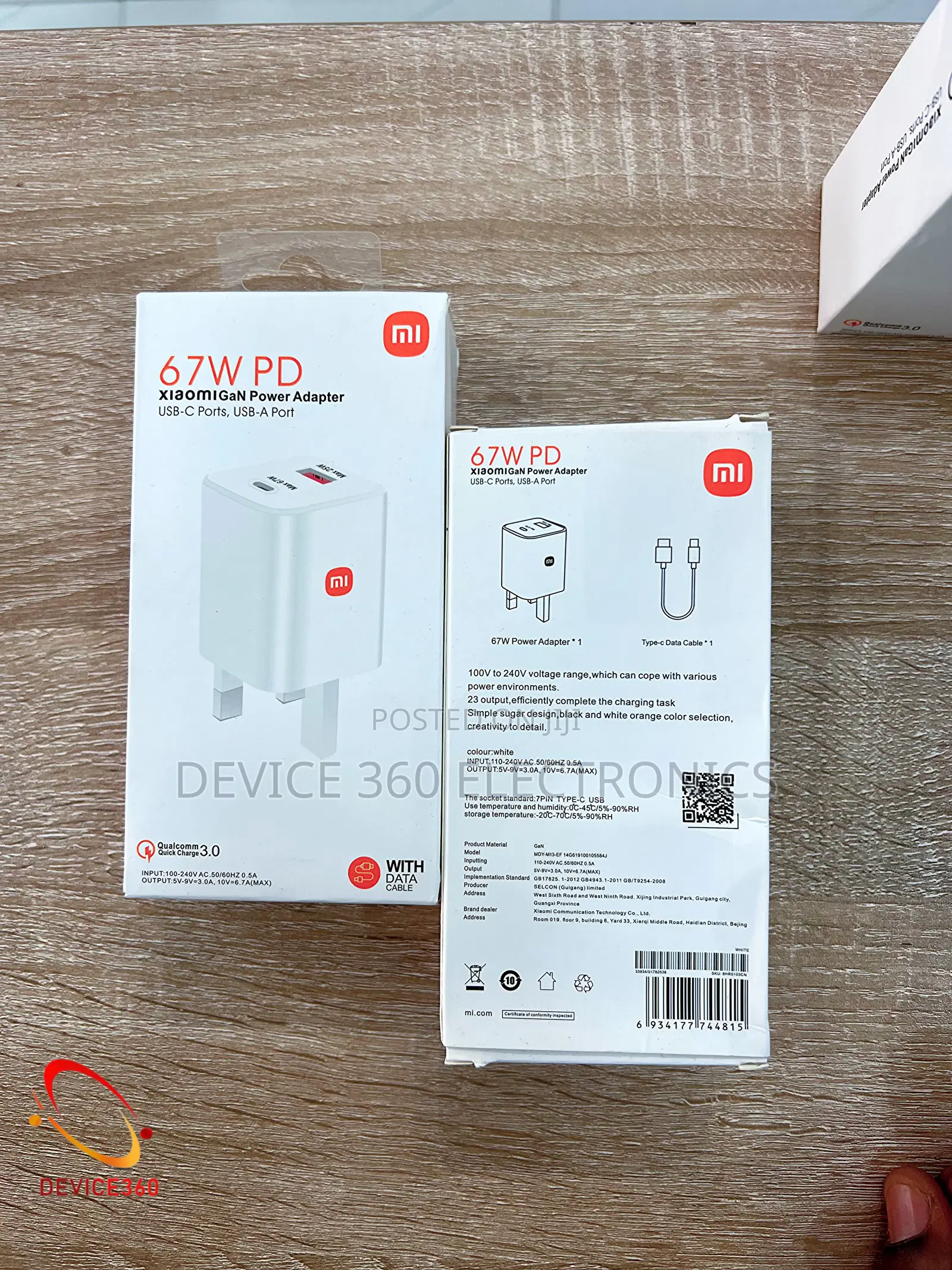Mi 67w Power Adapter Usb C and Usb A