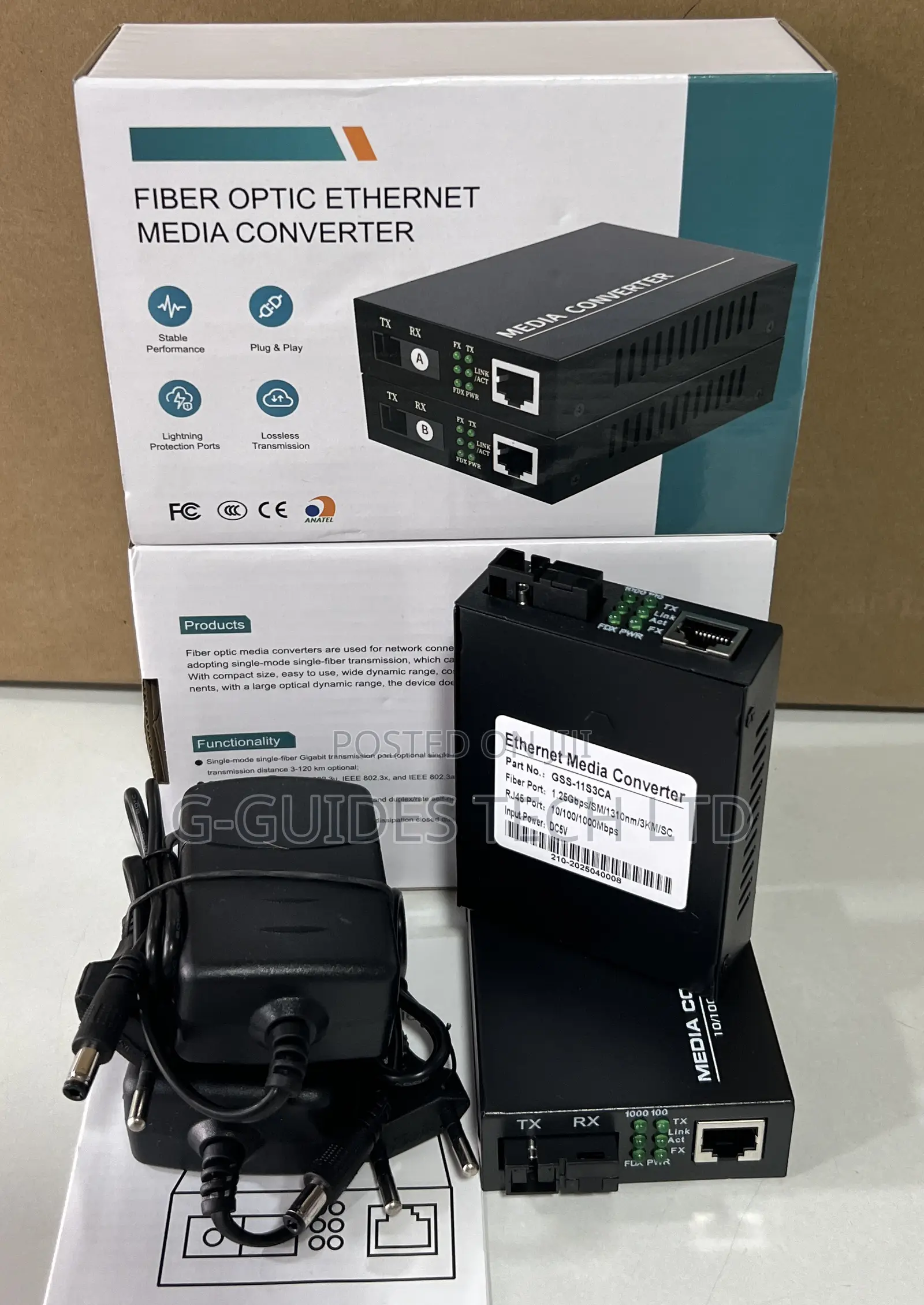Fiber Optic Ethernet Media Converter GSS-11s3cab 3km Sc