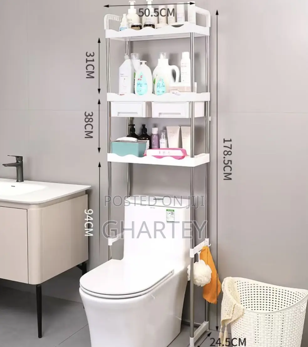 Plastic Metal 3 Layers With Shelves Toilet Rack