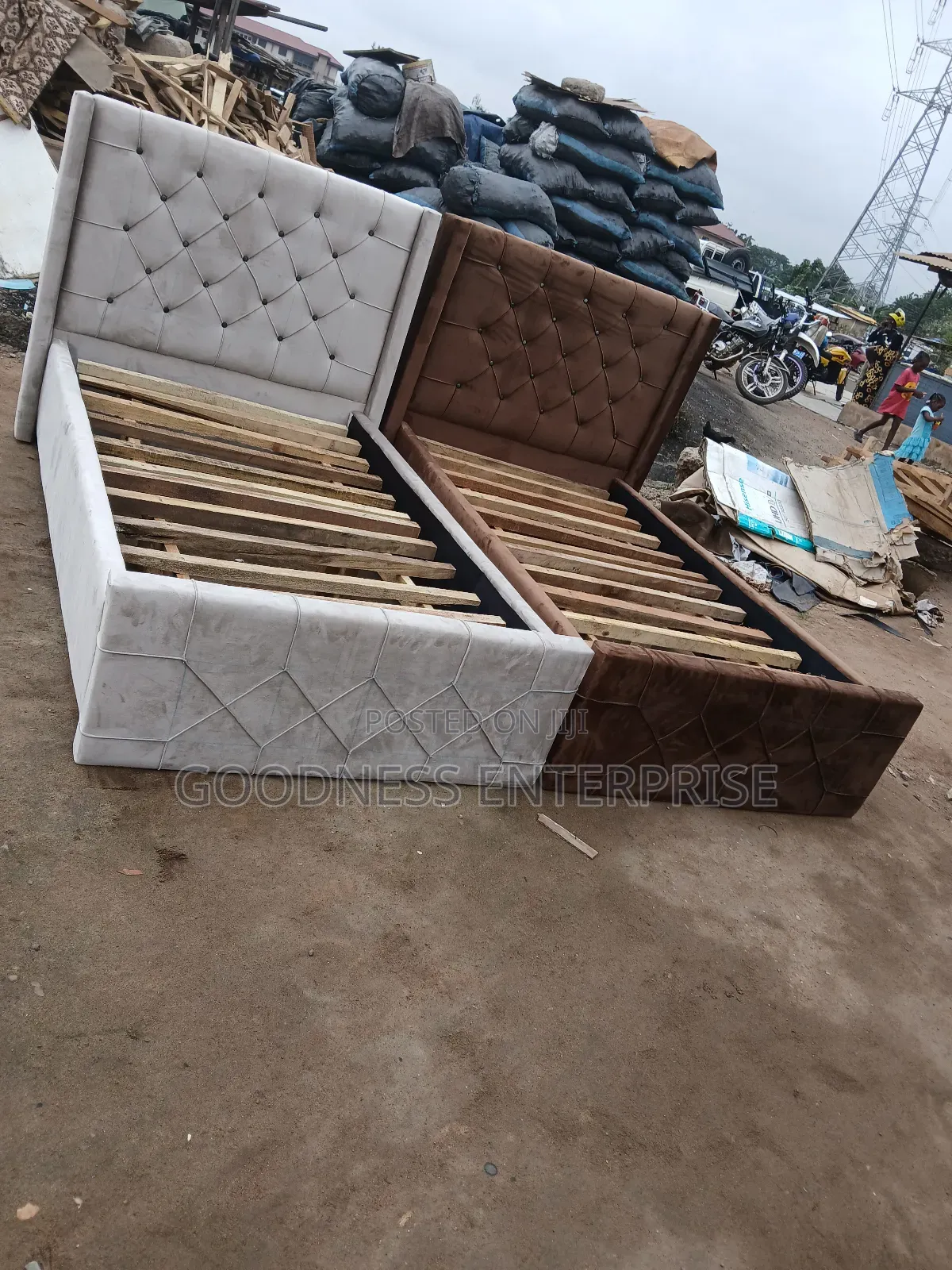 One and Half Fabric Material Bed Frame