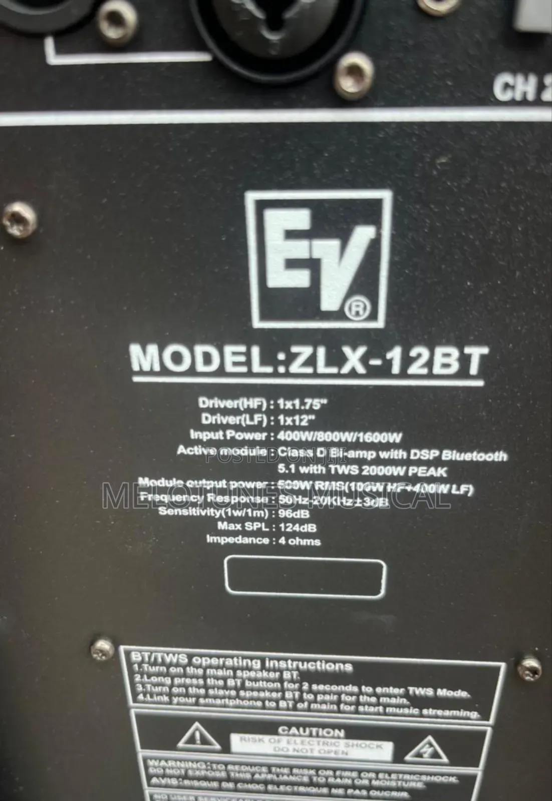 Electro-Voice ZLX-12bt 12" 1000w Bluetooth Powered Speaker.