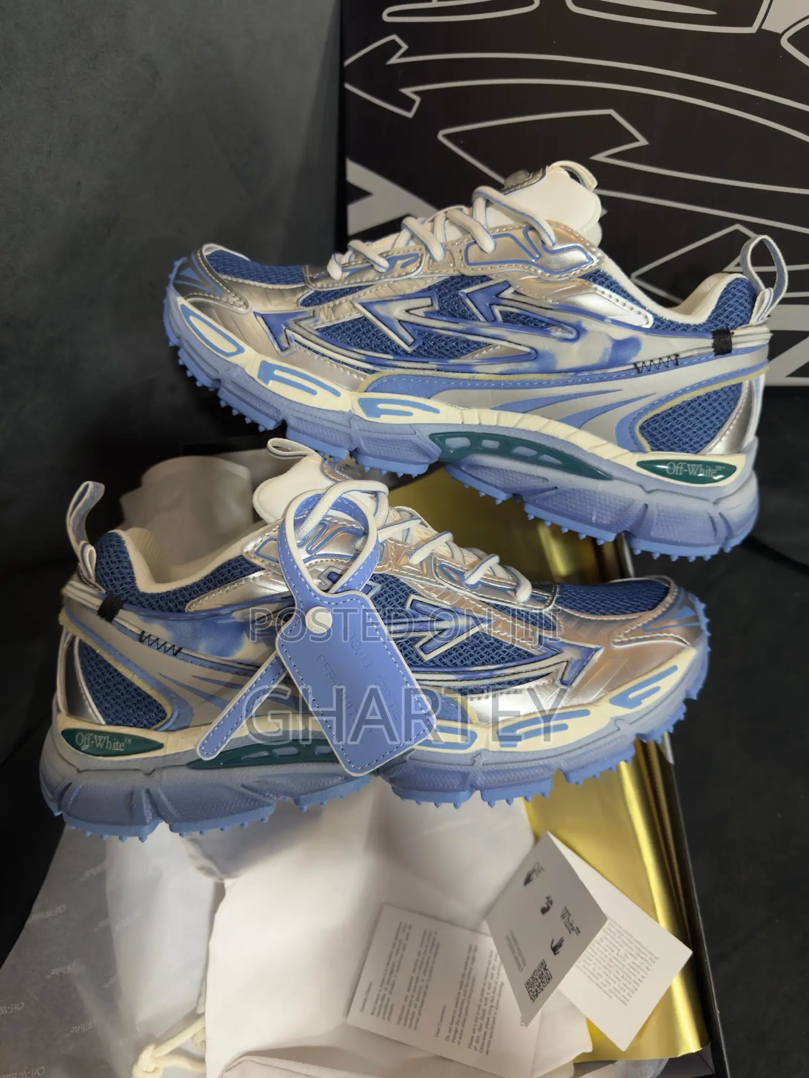 Silver / Blue Off White Be Right Back Sneakers