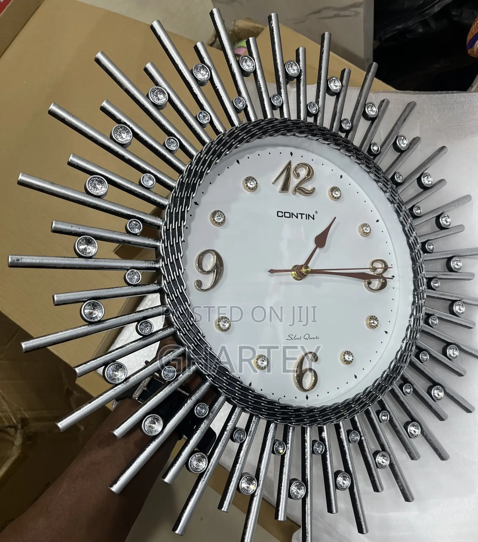 Decorative Giant Silent Clock - Silver