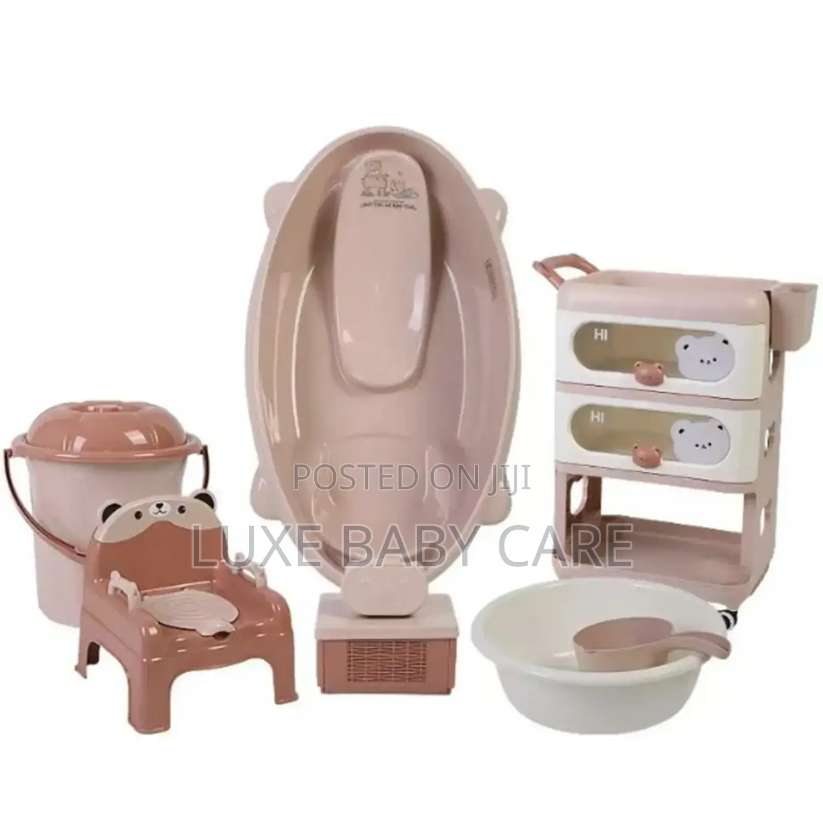 Baby Bath Tub Set With 3-Layer Cart