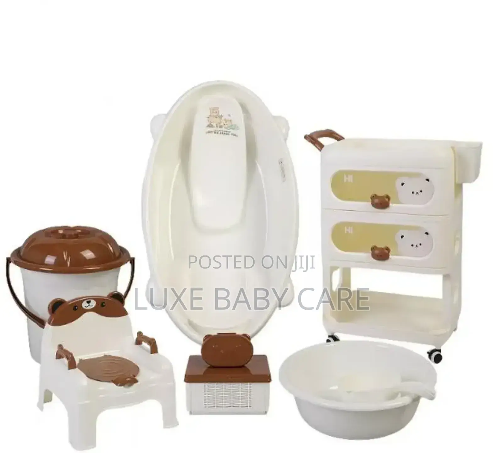 Baby Bath Tub Set With 3-Layer Cart