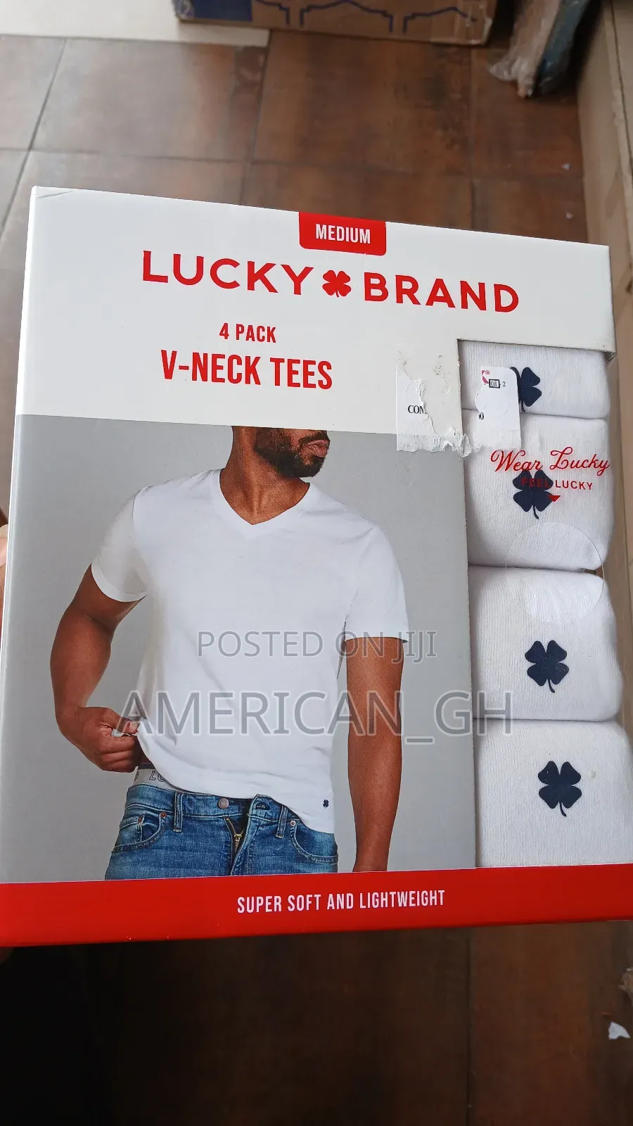 Lucky Brand v-Necks Tees, 4 Pack, (M)
