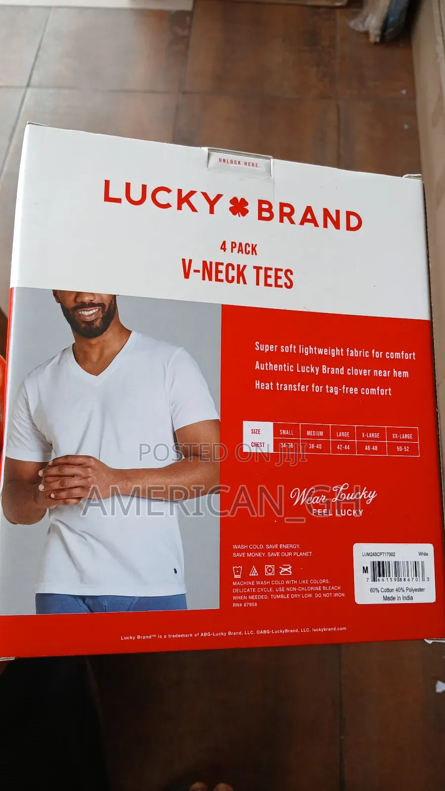 Lucky Brand v-Necks Tees, 4 Pack, (M)