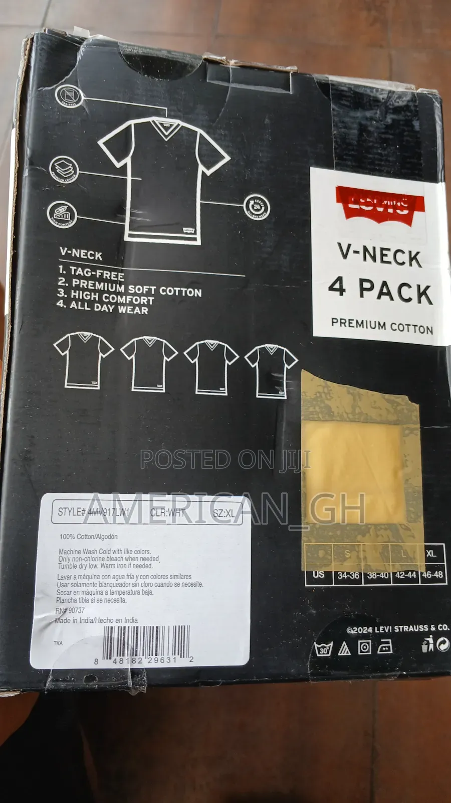 Levi's Premium Cotton v Neck, 4 Pack (Xl)