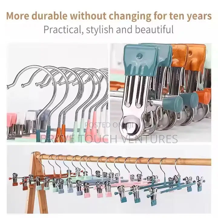 Metal Clip Trouser/Pants Hanger - 10 Piece Per Pack