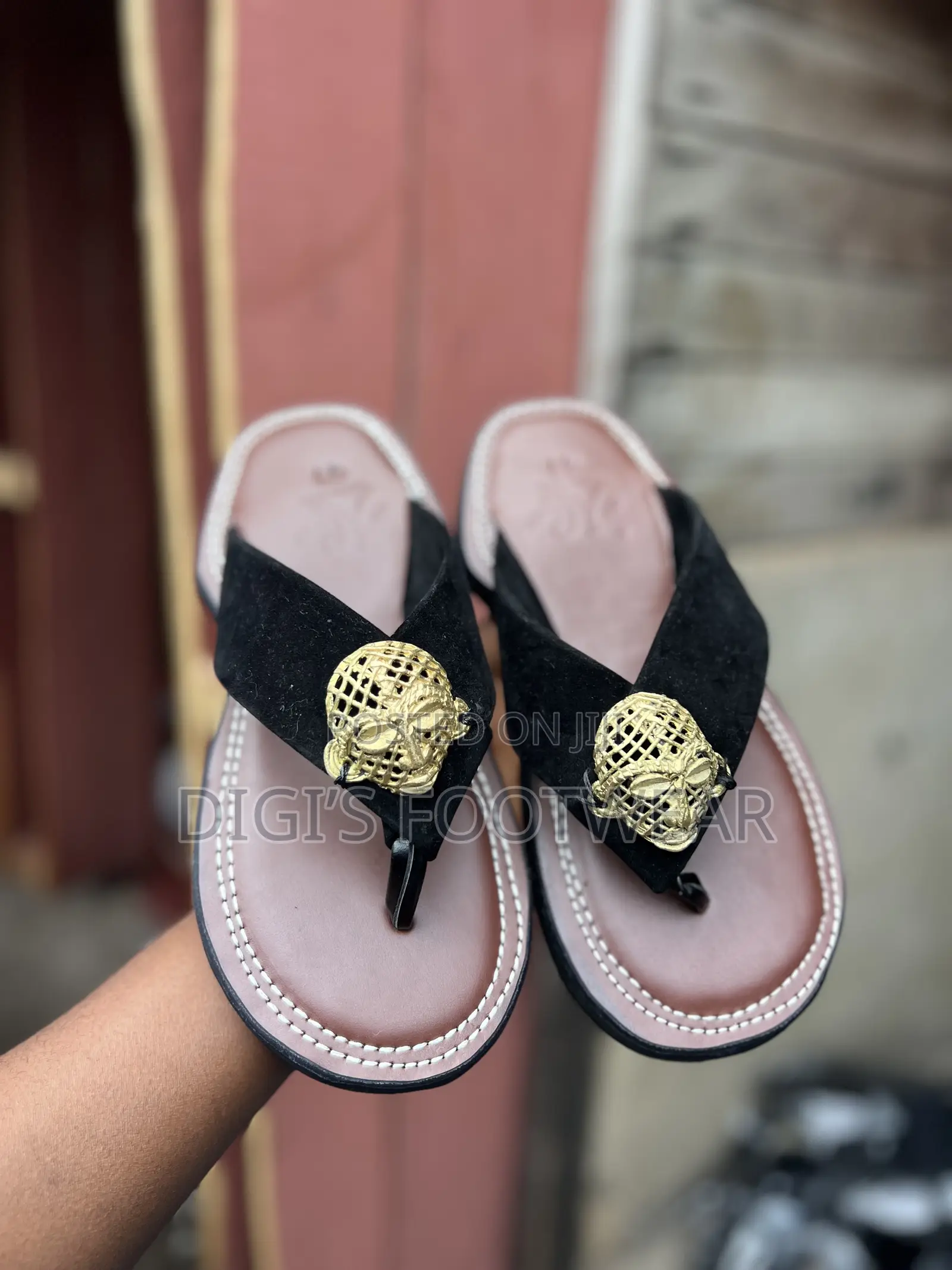 Black Suede Ahenema/ Chawchaw With Brown Leather Inner