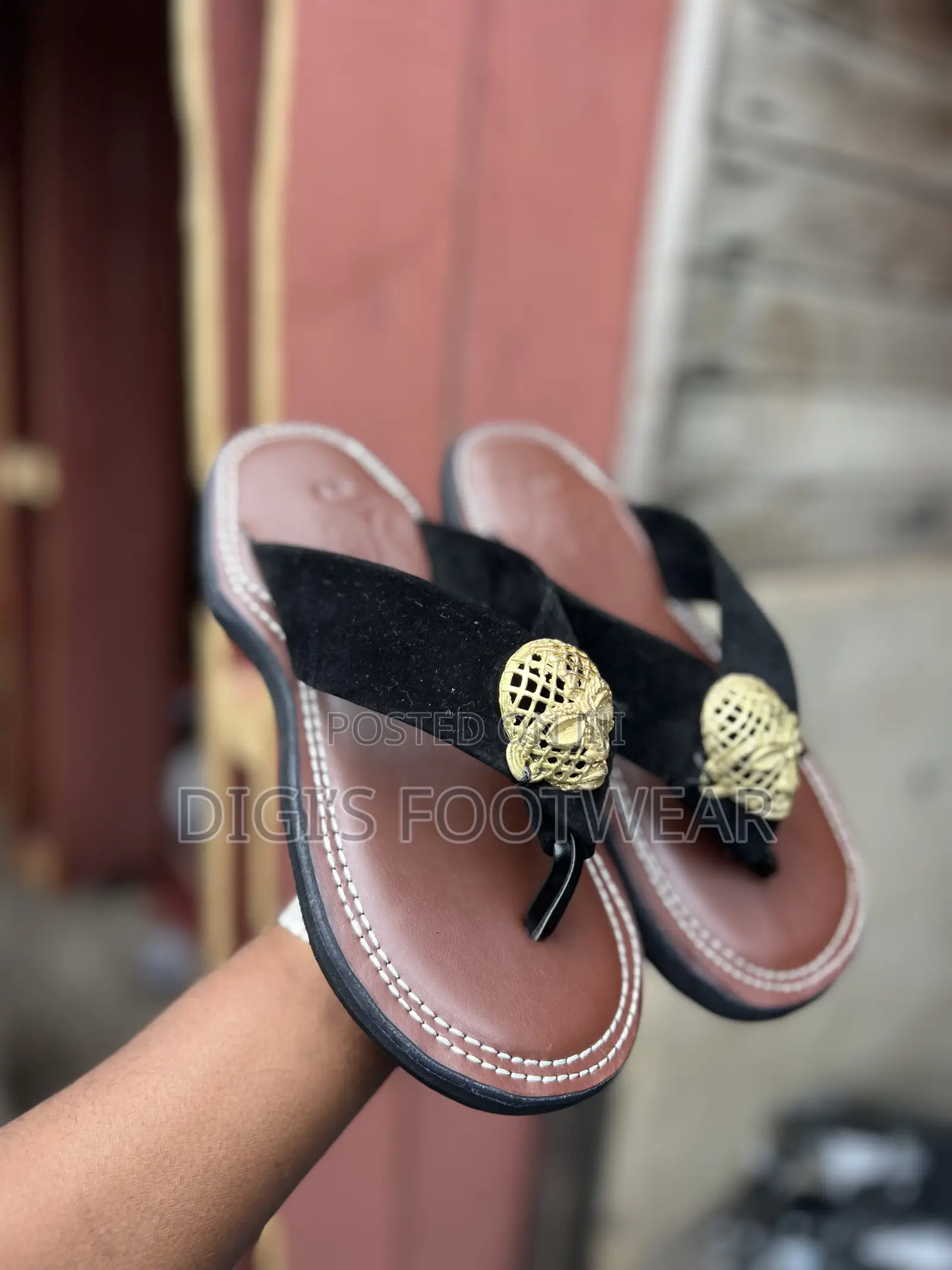 Black Suede Ahenema/ Chawchaw With Brown Leather Inner