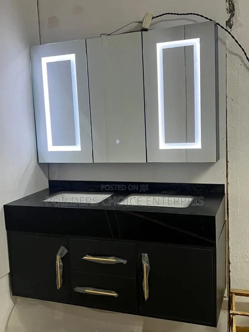 Double Cabinet Basin With Mirror Led Mirror