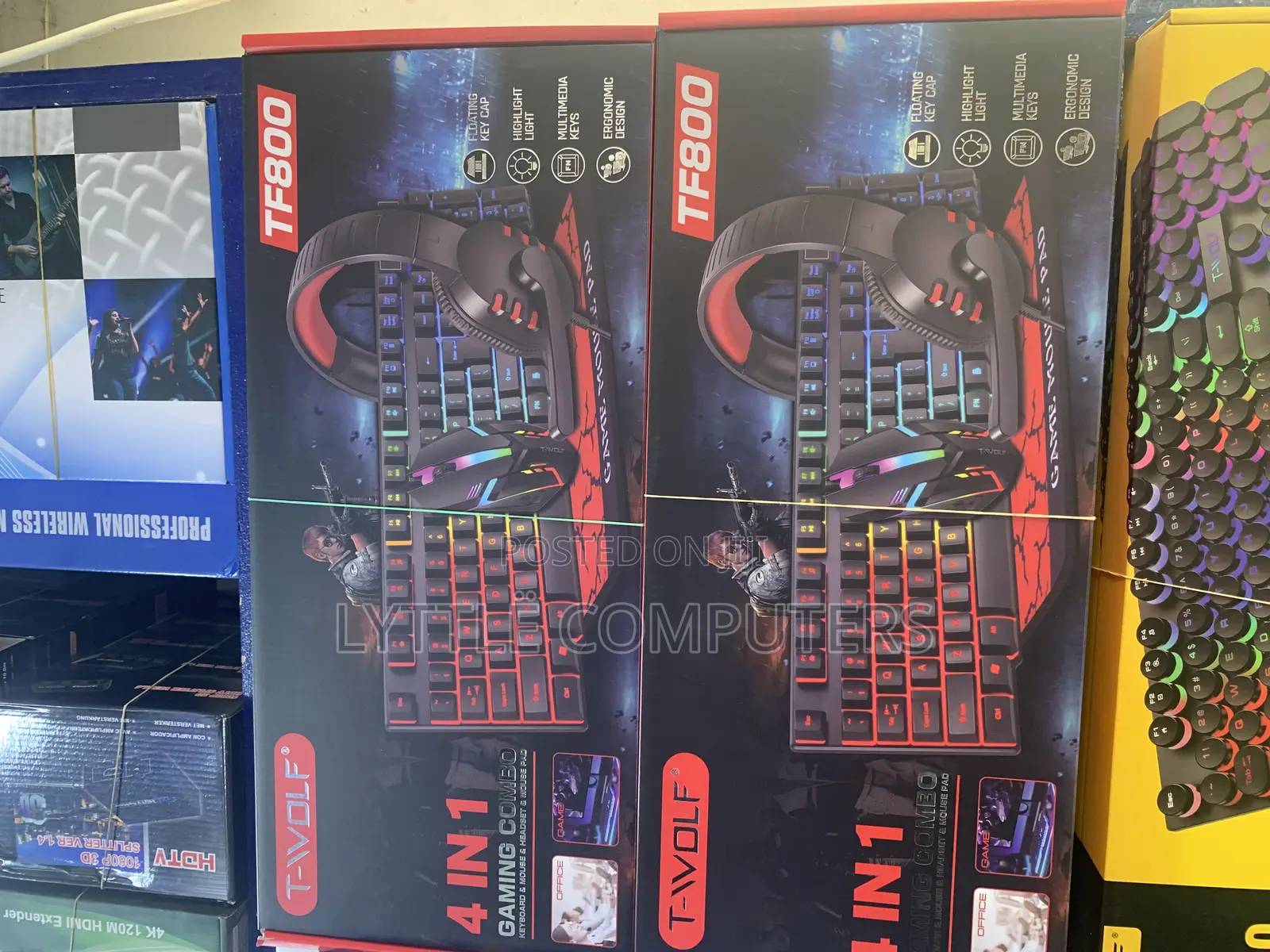 T-Wolf 4in1 Wired Gaming Keyboard Combo With Backlight