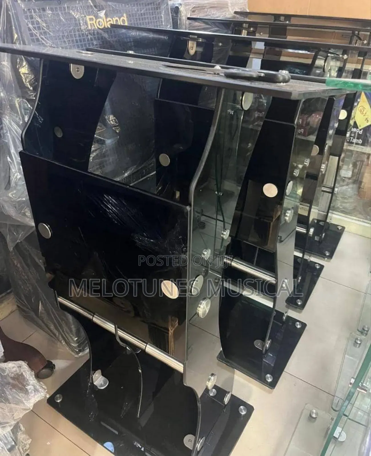 Black Double Glass Pulpit