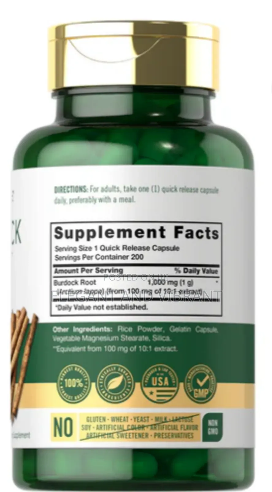 Burdock Root 1000mg | 200 Capsules