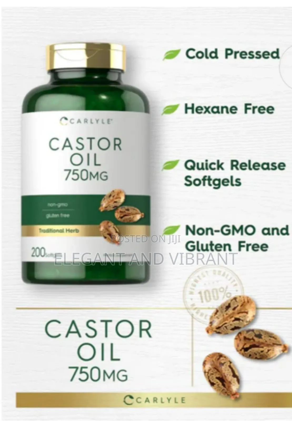Castor Oil Capsules 200 Soft Gel