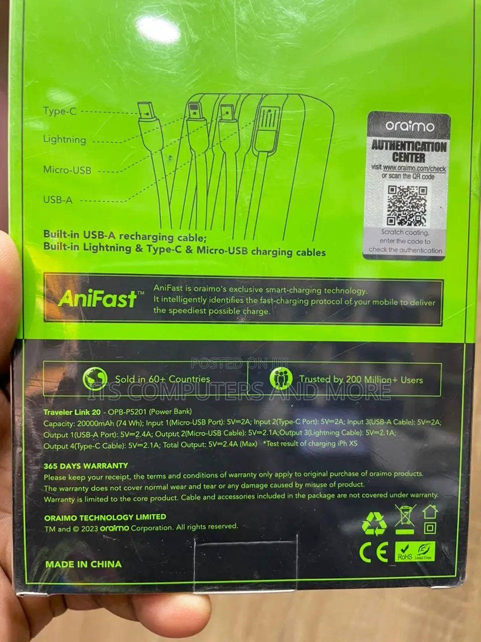 Oraimo 20000mah Power Bank Opb-P5201