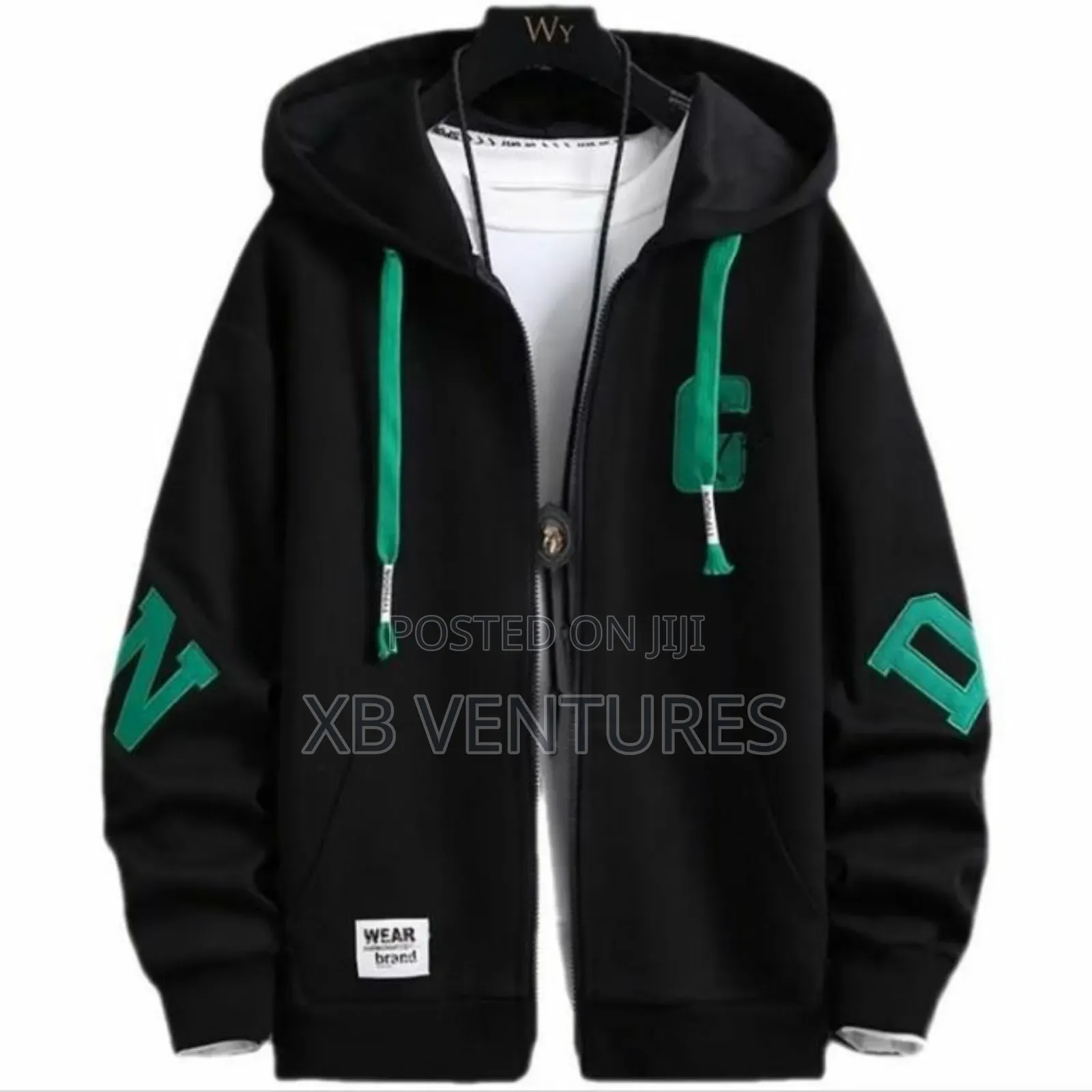 Men's Hooded Cardigan Jacket Sweatshirt-Black