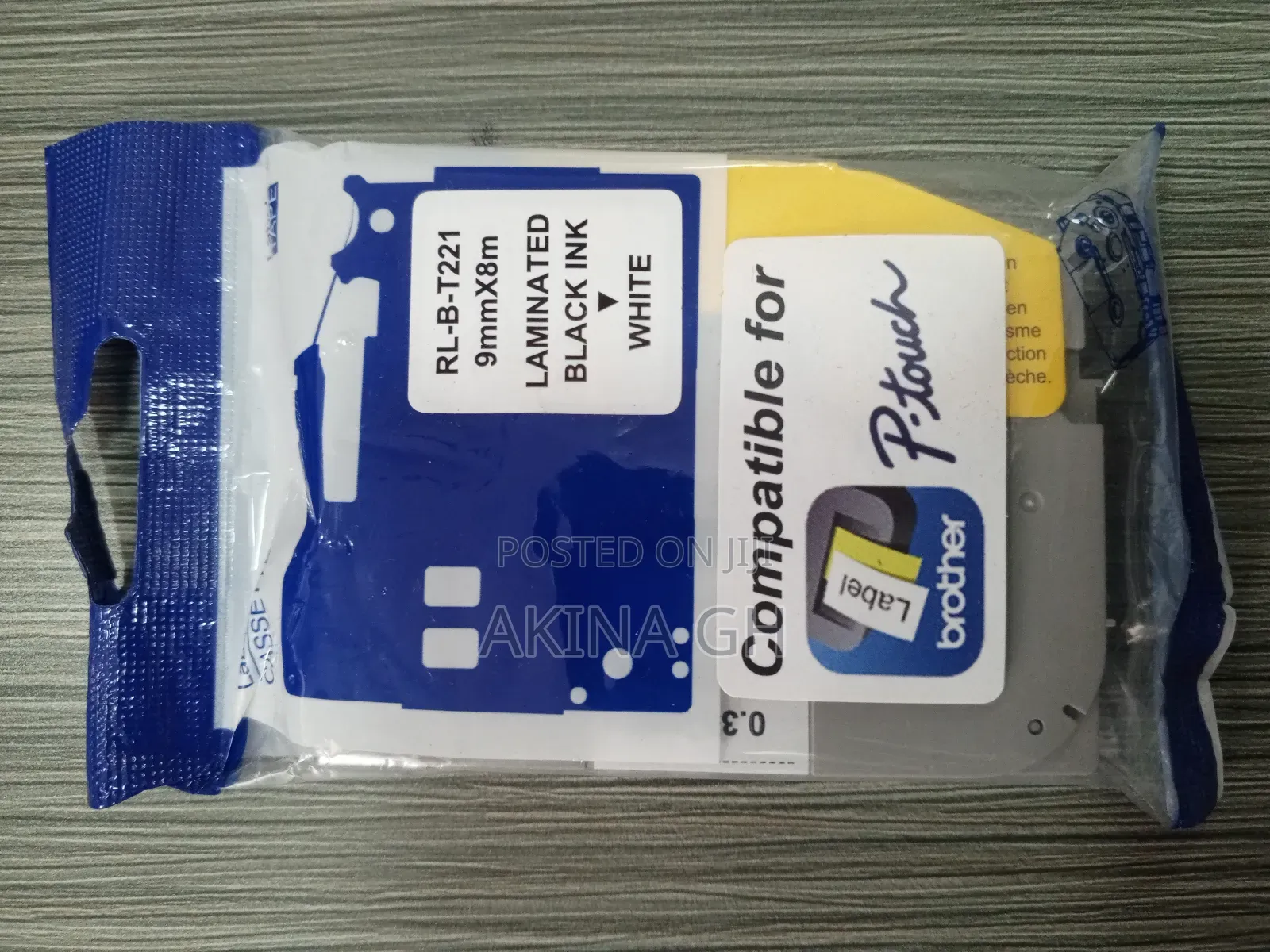 Brother P-Touch 9mm Label Tape Cassette 9mmx8m Tze-221