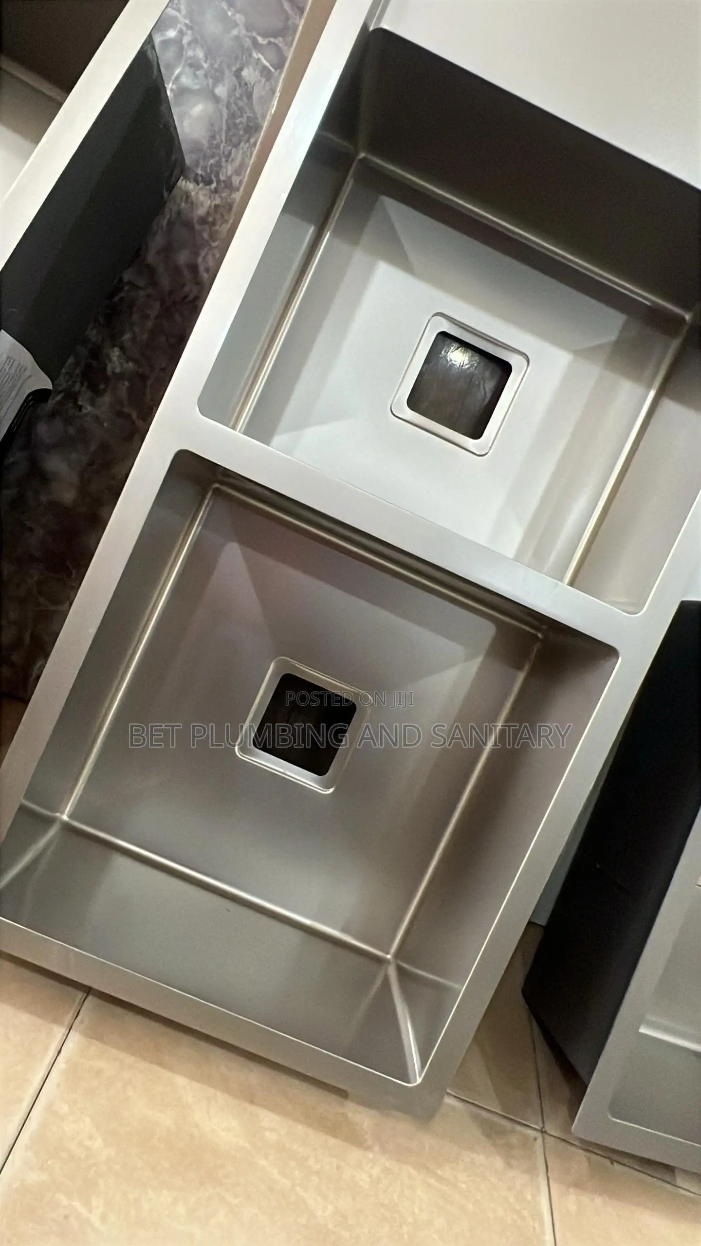 Double Bowl Cabinet Sink(Two Bowl) With Tap and One Arm(Complete)