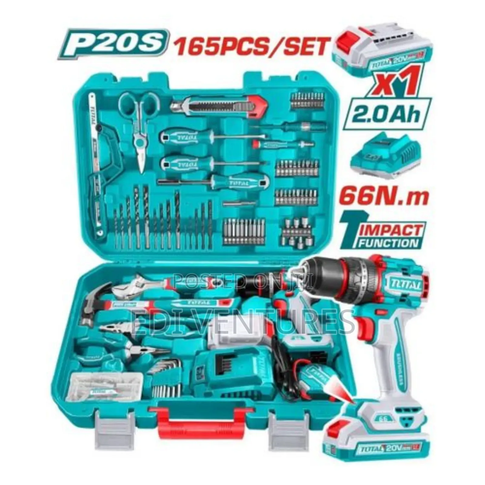 Total 165 PCS Tools Set (Cordless Drill and Tools)