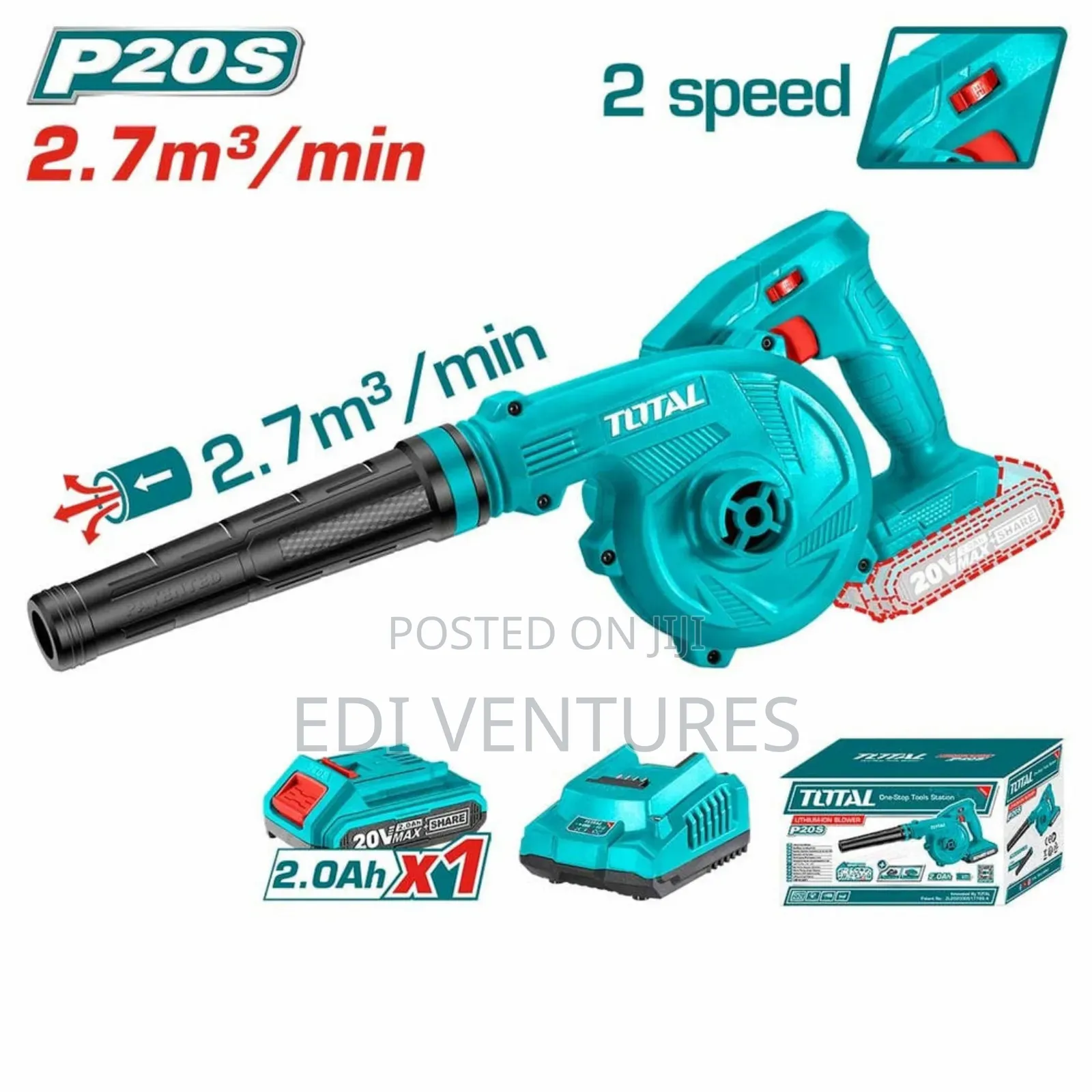 Total Cordless Aspirator Blower - Variable Speed- Battery Powered- 20v