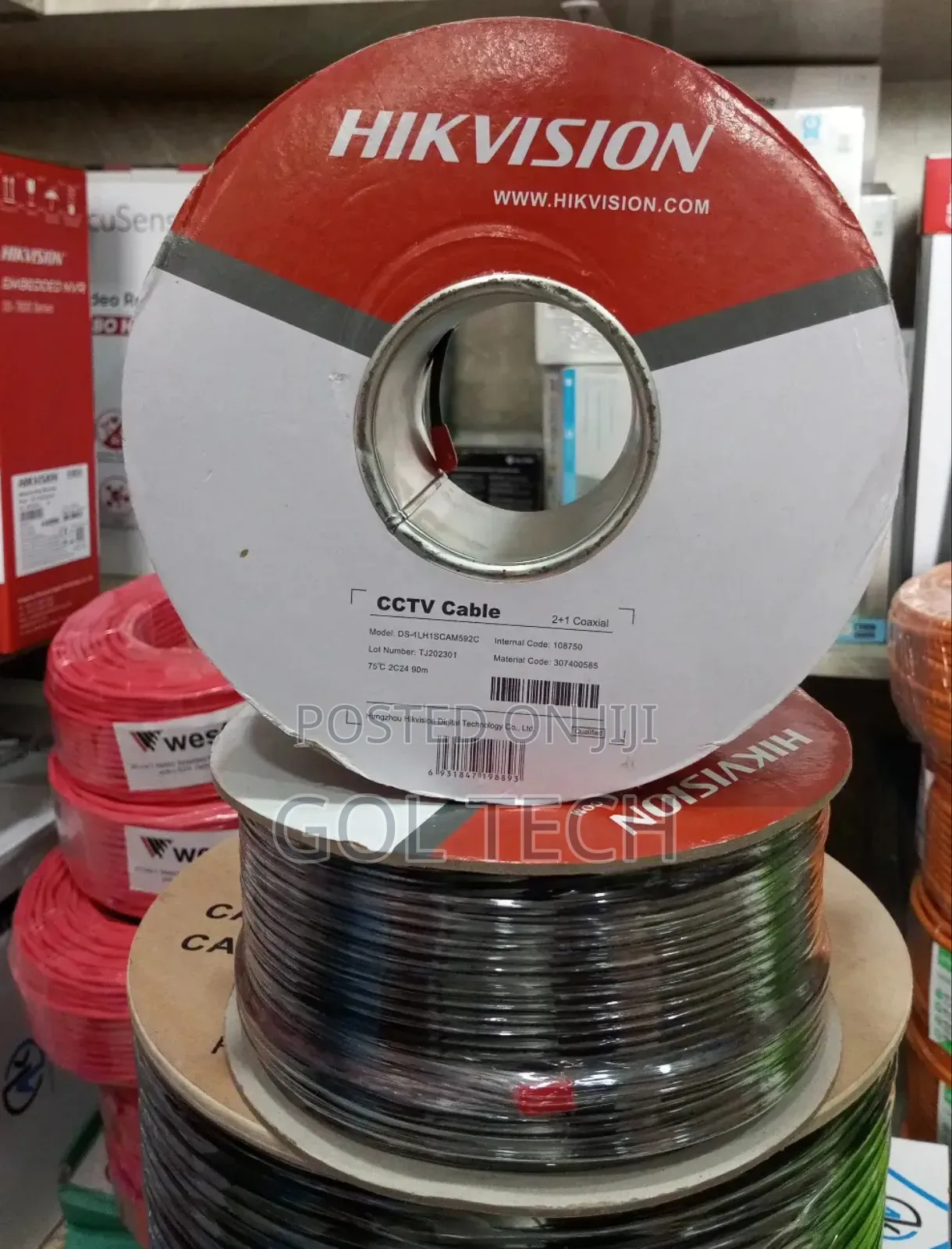 Hikvision Rg59 100m With Power CCTV Cable Full Copper Coaxial