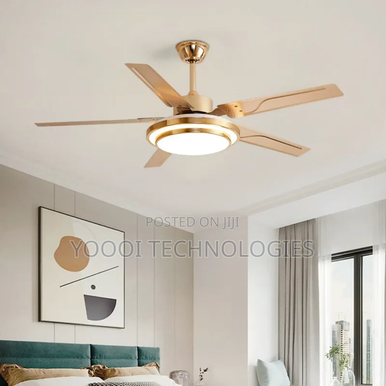52" 5 Blade 3 Color Led Ceiling Fan Light