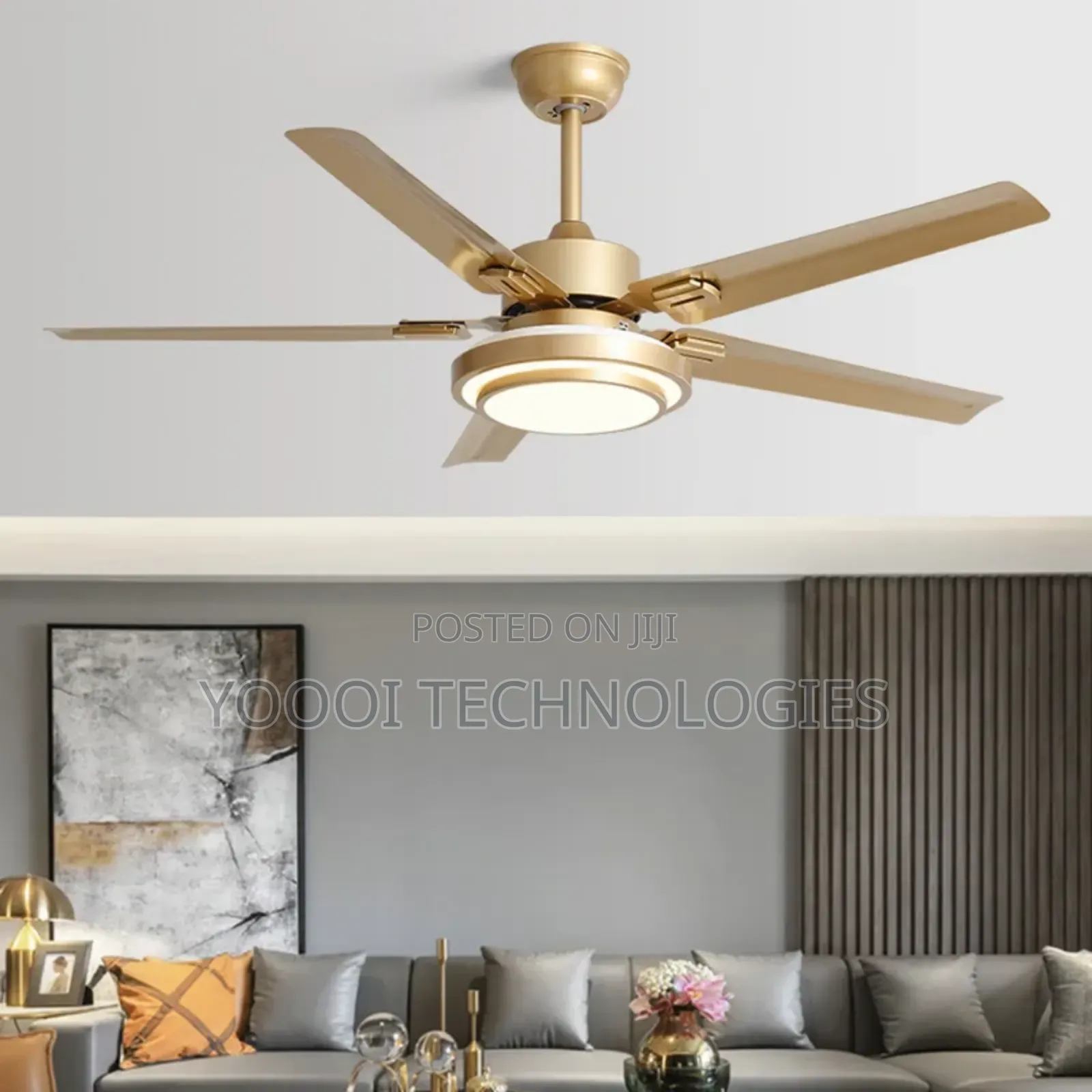 52" 5 Blade 3 Color Led Ceiling Fan Light