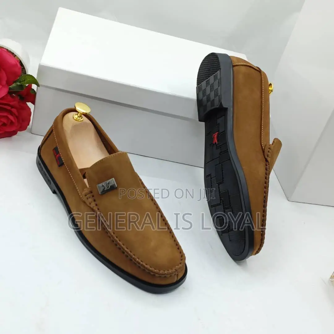 Louis Vuitton Brown Pure Leather Men Loafers Shoe