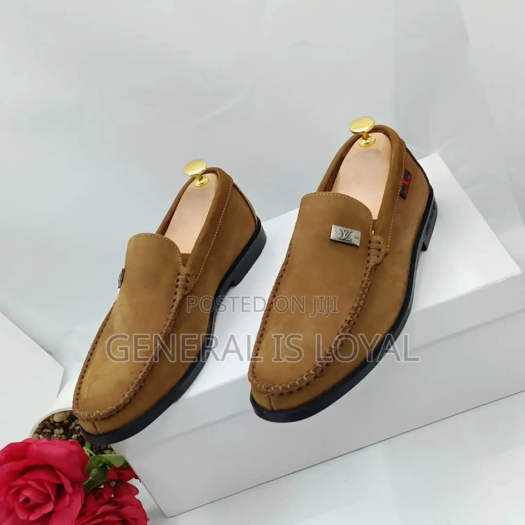 Louis Vuitton Brown Pure Leather Men Loafers Shoe