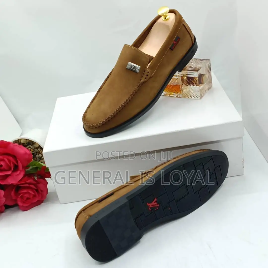 Louis Vuitton Brown Pure Leather Men Loafers Shoe